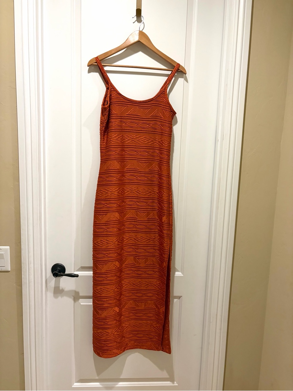 Newport News y2k Terracotta Southwestern Texture stretchy maxi dress size 6 - Picture 2 of 4
